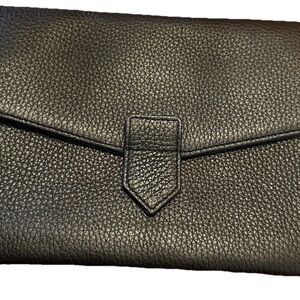FABRIANO Genuine Leather Black Travel Wallet Organizer Made In Italy 6.5"x9"